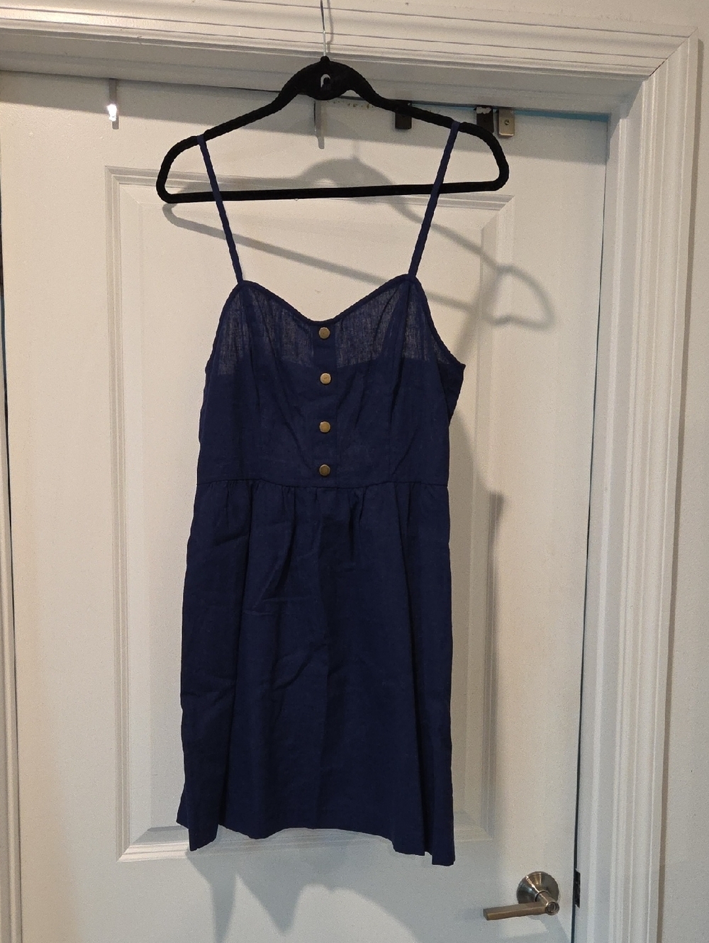 Petticoat Alley Navy Blue Linen Spaghetti Strap Mini Dress Size M!